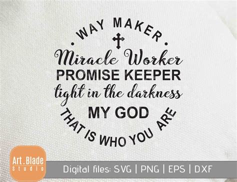 Waymaker Miracle Worker Promise Keeper My God Best Svg Dxf Png Etsy