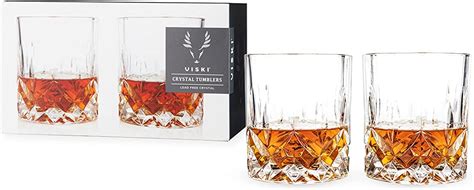 Viski Admiral Crystal Whiskey Tumblers Set Of 2 Lead Free Premium Crystal Clear