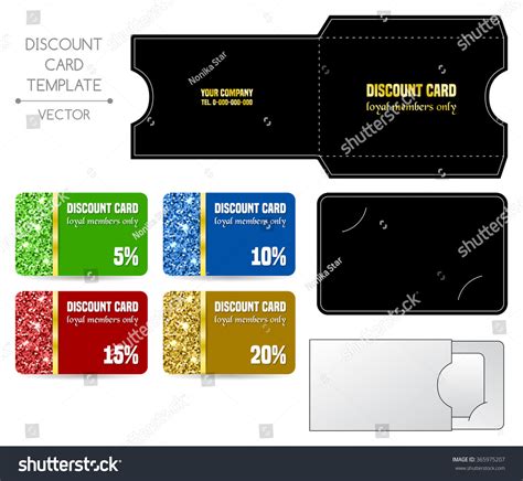 Set Discount Card Templates Envelope Vector Stock Vector Royalty Free