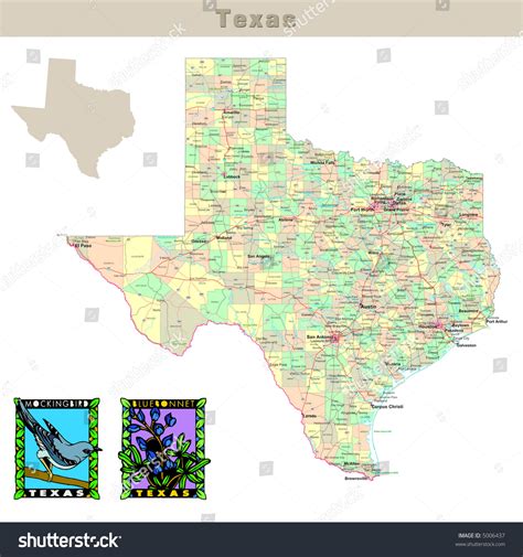 Usa States Series Texas Political Map Stock Illustration 5006437
