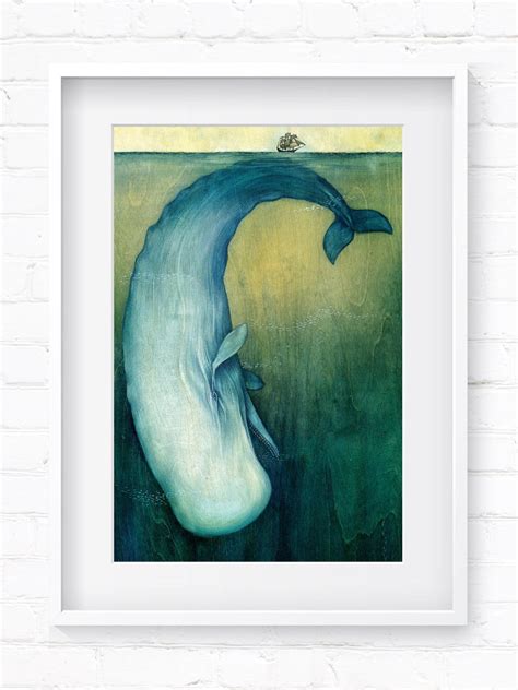 moby dick whale art art print whale print wall art nautical decor