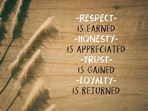 Encouragement Quote Of Respect Is Earned Honesty Is Appreciated Trust Is Gained Loyalty Is
