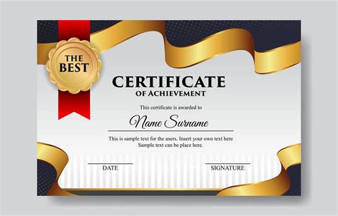 Certificate Of Achievement Template With Gold Ribbon 4983611 Vector Art