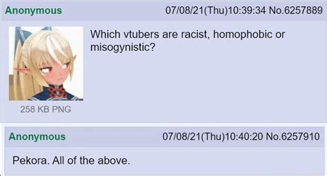 Anonymous Thu No 6257889 Which Vtubers Are Racist Homophobic Or