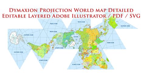 World Vector Map Dymaxion Projection Adobe Illustrator