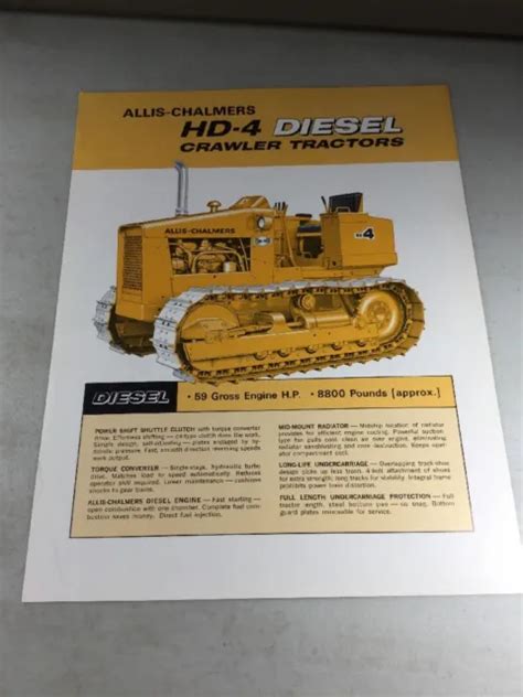 Original Allis Chalmers Hd 4 Crawler Tractor Sales Brochure £1741