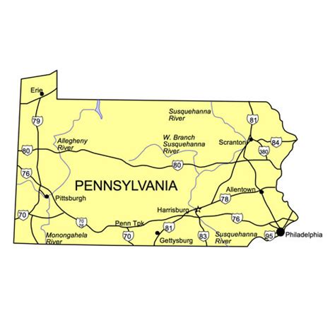 Pennsylvania Us State Powerpoint Map Highways Waterways Capital And