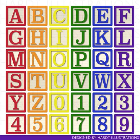 Alphabet Blocks Clipart Alphabet Clip Art Letters Clipart Etsy