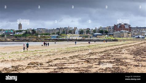 St Andrews In Fife Scotland Viewed From The Long West Sands Beach