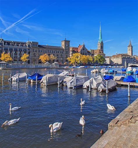 Limmat River In Zurich Switzerland Editorial Photo Image Of Church