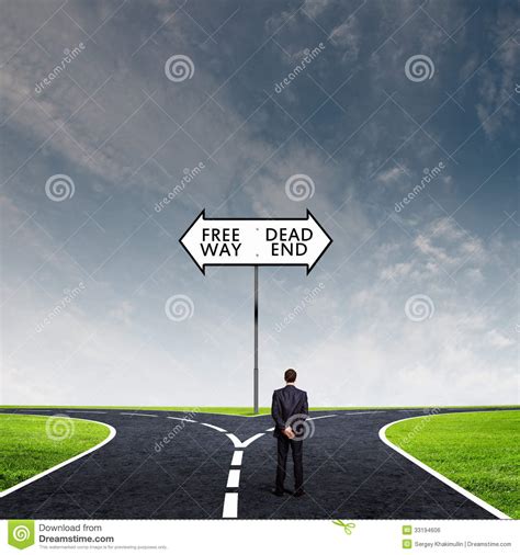 Businessman At Crossroads Stock Photo Image Of Doubt 33194606