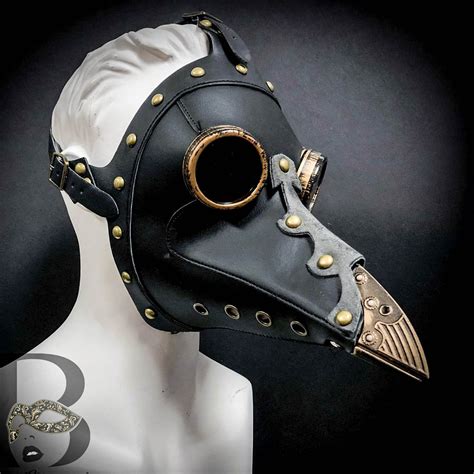 Gold Genuine Leather Plague Doctor Mask Bird Br
