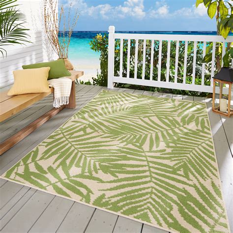 Mainstays Palm Indooroutdoor Area Rug Green 5x7