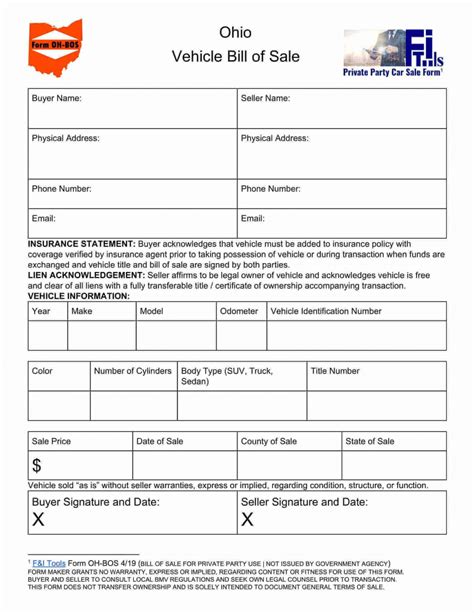 Free Fillable Ohio Vehicle Bill Of Sale Form ⇒ Pdf Templates