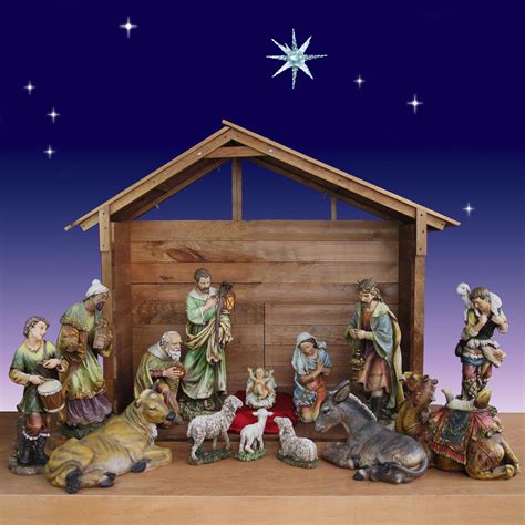30 Inch 14 Piece Artisan Nativity Set With Stable