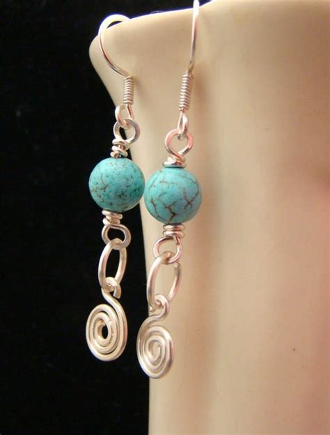 Handmade Wire Wrapped Turquoise Earrings By Sewartzee