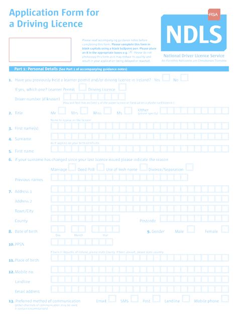 Ie Application Form For A Driving Licence Fill And Sign Printable