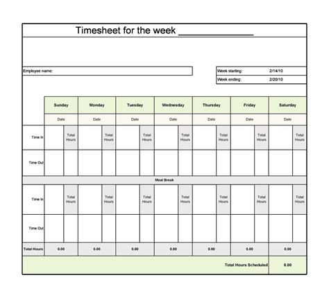 Effective Printable Timesheet With Running Calendar | Get Your Calendar ...