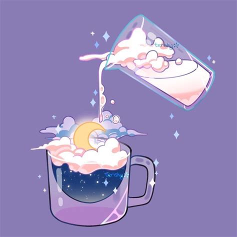 A Mug Filled With Liquid Pouring Out Of Its Top And The Moon In The
