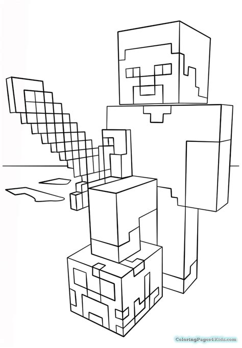 Minecraft coloring pages bow and arrow. minecraft-coloring-pages-free-16 | Coloring Pages For Kids