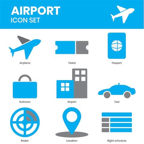Las Colecciones De Iconos De Aviones Y Aeropuertos Se Pueden Utilizar