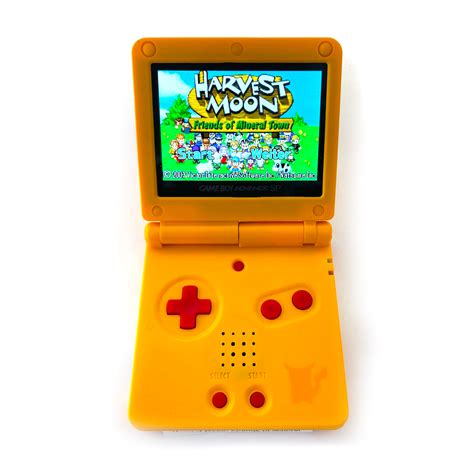 GameBoy Advance console GBA SP AGS-001 LCD-Mod Pikachu + power supply