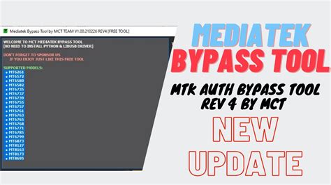 Free Tool MTK Bypass Tool REV4 By MCT Team New Update All