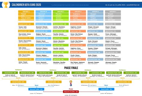 Your comprehensive calendar from the group stages to the wembley final on july 11. Téléchargez le Calendrier de l'Euro 2020 (2021) en PDF ...