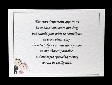 10 Personalised Wedding Money Poem Honeymoon Wish Cards Ebay
