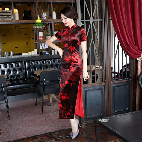 new winter velvet cheongsam chinese traditional dress vestido short sleeve women high neck qipao