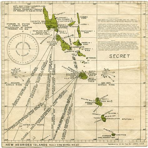 Chart New Hebrides Islands Naci Comsopac No 23 1943 Time And