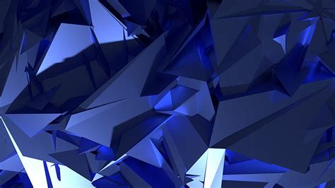 Hd Wallpaper Crystals Blue 3d Shape Design Pattern Art And Craft
