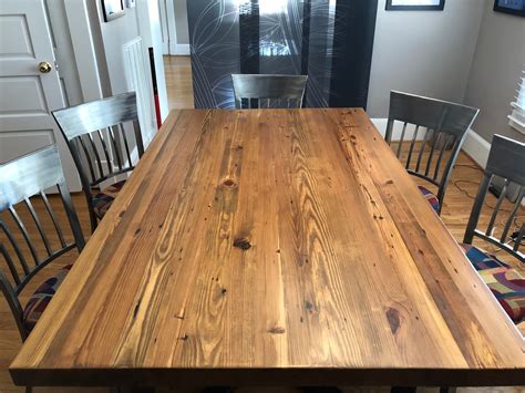 Reclaimed Wood Dining Table With 25 Thick Top And Steel Etsy