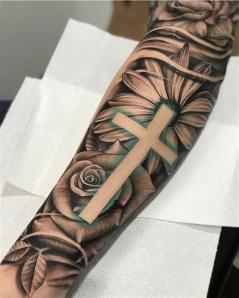 Cross And Flowers Tattoo Sleeve Tattoos Half Sleeve Tattoo Tattoo