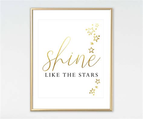Shine Like The Stars Printableshine Bright Printgold Wall Etsy