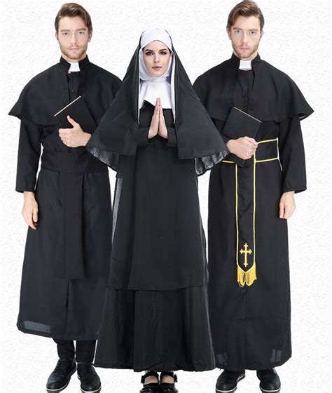 Halloween Male Pastor Female Nuns Cosplay Costume Couple Cosplay Clothing Role Playing Suit