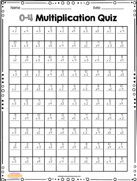 Timed Multiplication Facts Worksheets 4th Grade