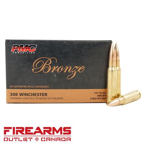 Arsenal Force Pmc Bronze 308 Win 147gr Fmj Bt Box Of 20 Pmc308b