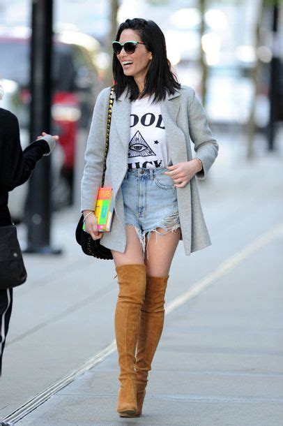 Shorts Top Boots Over The Knee Boots Olivia Munn Streetstyle