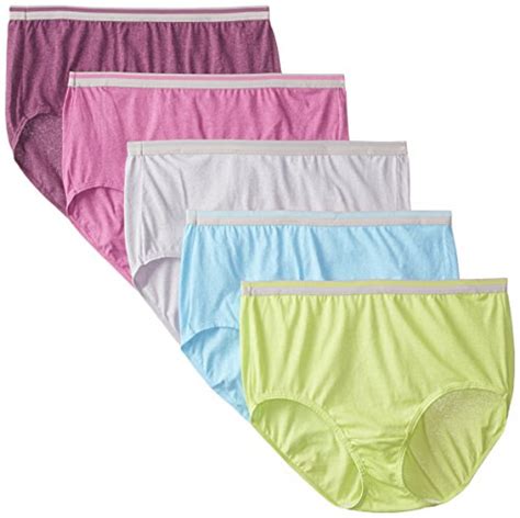 Just My Size Womens 5 Pack Cotton Lace Effects Brief Panty Assorted