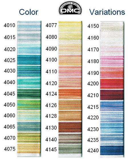 Dmc Variations Colors Variations Color Chart In 2021 Dmc Embroidery