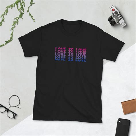 Retro Bisexual Love Is Love Tshirt Bi Pride Stacked Letters Etsy