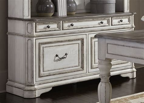 Metal glides ensure drawers open and close smoothly. Magnolia Manor 3pc Office Desk Set 244-HO in Antique White