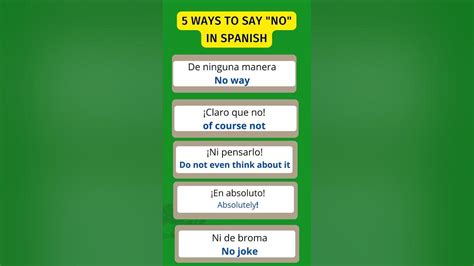 5 Ways To Say No In Spanish Youtube