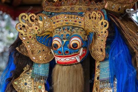 Premium Photo Traditional Balinese Barong Mask On Street Ceremony In