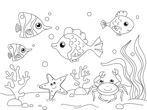 Premium Vector Children Coloring The Underwater World The Bottom Of