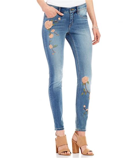 Miraclebody Jeans Faith Rose Embroidered Skinny Jeans Dillards