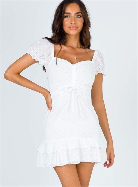 Artsise Princess Polly White Dress With Sleeves
