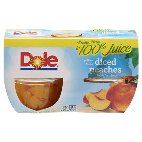 Dole Diced Peaches In Juice 4 Count Fruit Cups Meijer Grocery