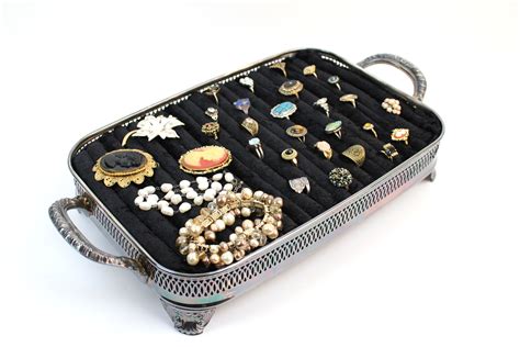 The jewelry stands are suitable for hanging chains, bracelets, earrings or this light wooden jewellery stand is perfect for your home or for display in a shop or studio. Black Velvet Jewelry Display Stand, Standing Ring Tray ...